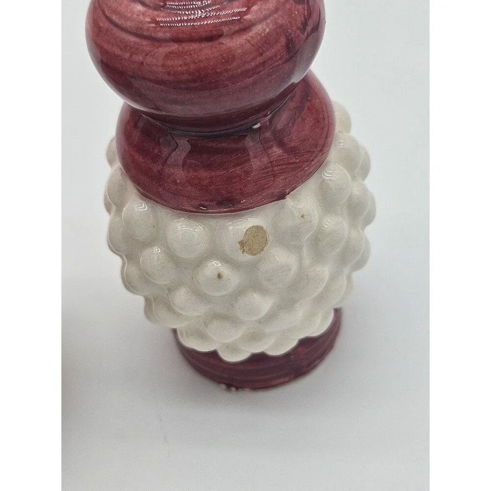 Hobnail Milk Glass And Burgundy Salt And Pepper Shakers , One Chip, Pictured.